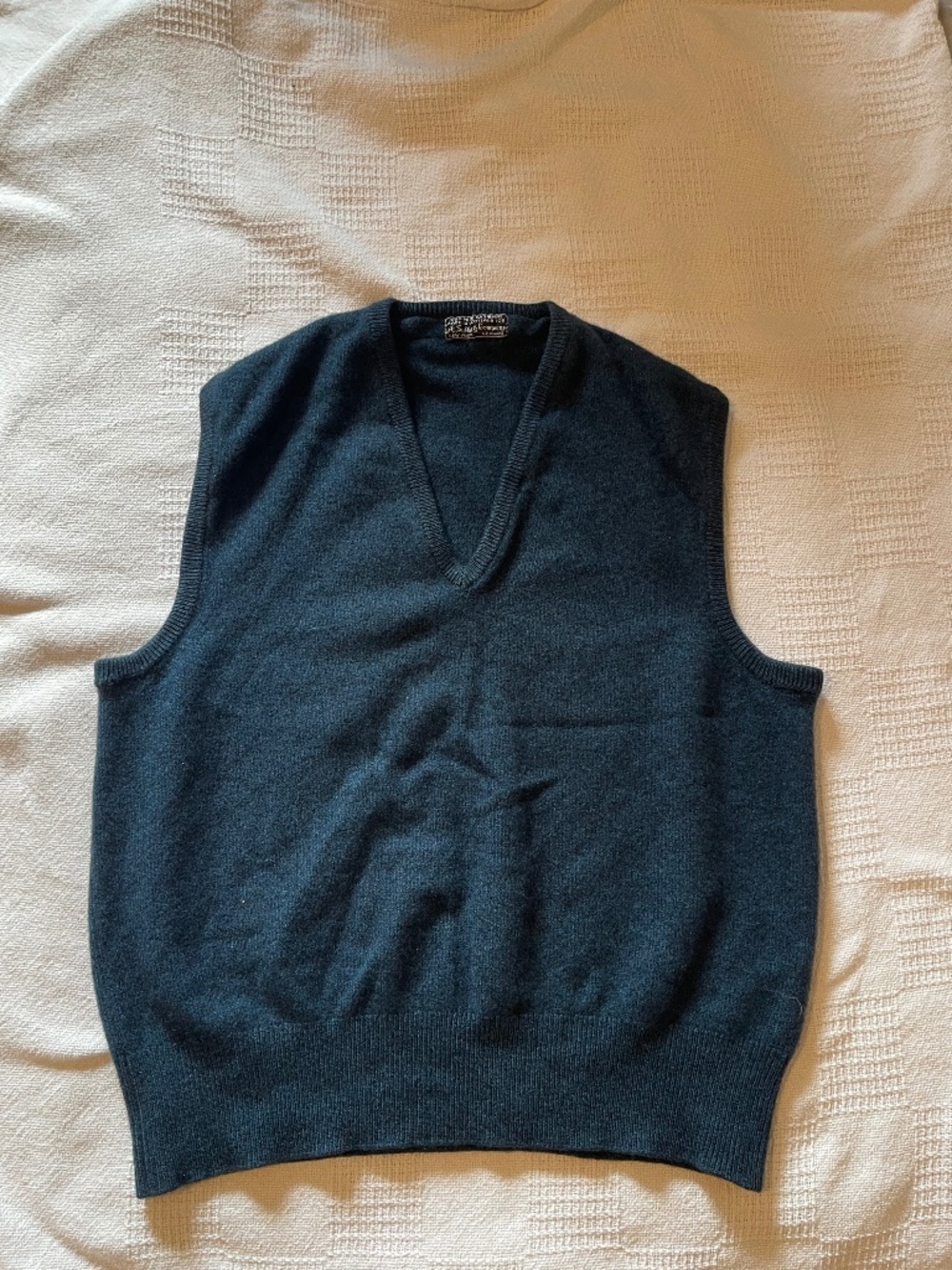 Vintage 60s A.Sulka Co pure cashmere heathered blue pullover vest